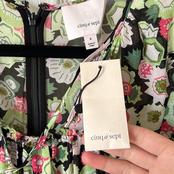 Cinq A Sept Dita Floral Print Long Sleeve Minidress in Prickly Pear Multi Size 4 - Picture 8 of 11